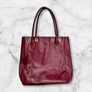 Cole Haan Deep Red Leather Tote with Tassels